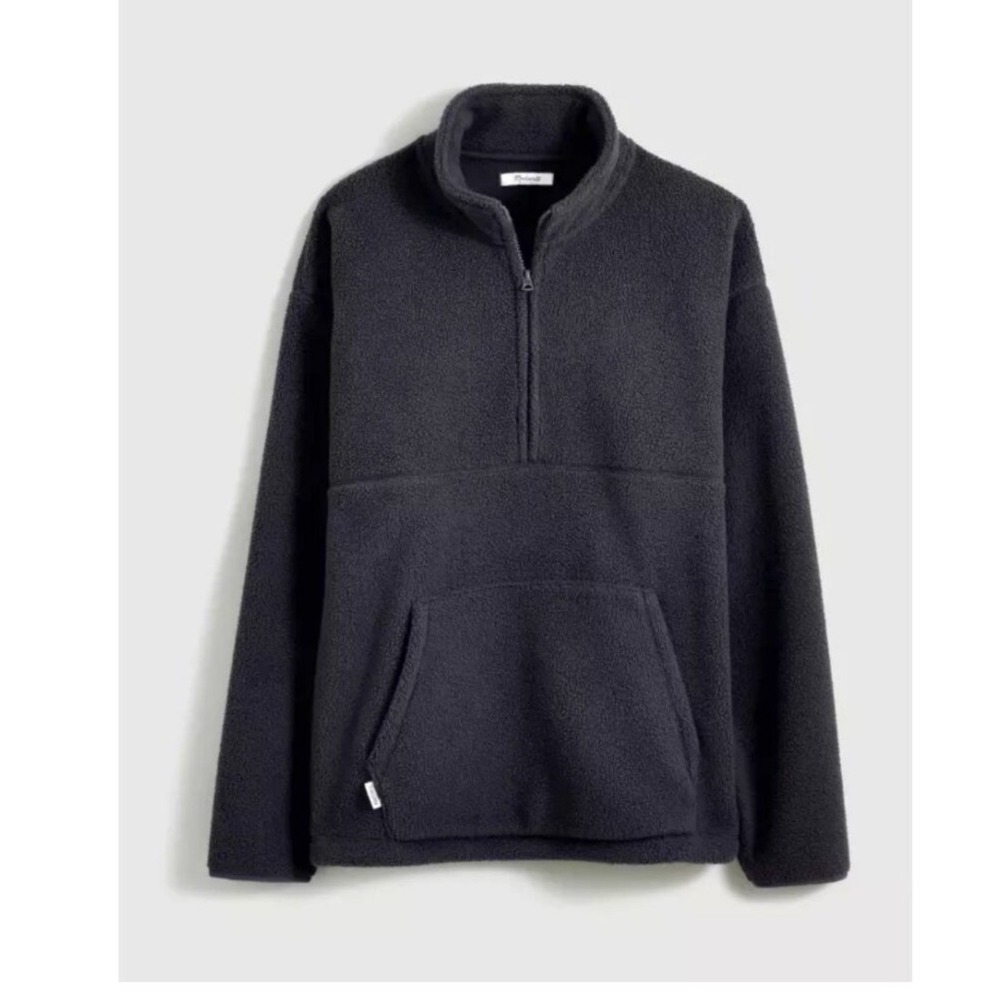 Madewell Mens Fleece‎ Quarter Zip Sherpa Mock Neck Sweatshirt Size M